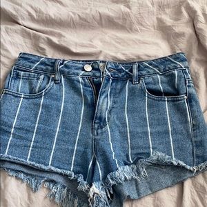 pacsun stripped jean shorts